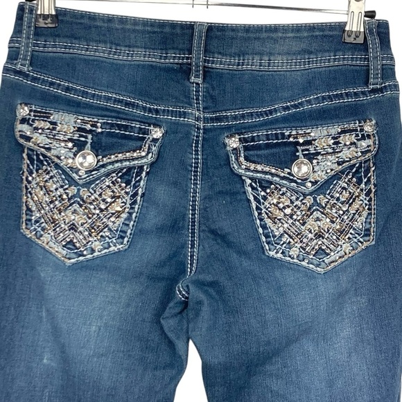 D’MODE CLASSIX Rhinestone Bling Low Rise Bootcut Jeans - Size 2 - Picture 2 of 12